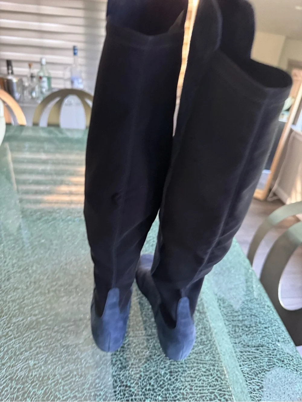 Stuart Weitzman Women's Over-the-Knee Suede Boots in navy blue 8 M